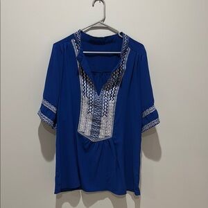Blue Embroidered Women's Top